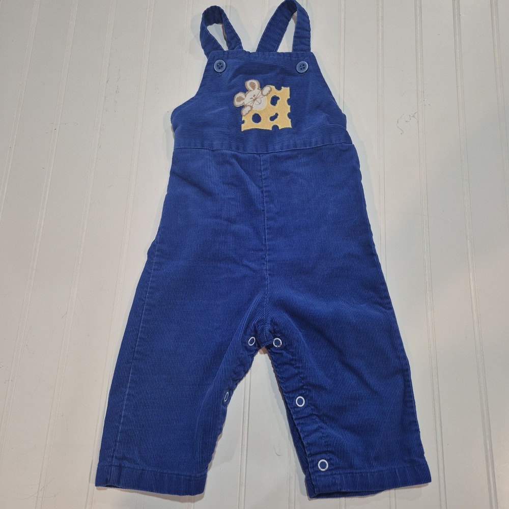Vintage 12 Months Health-Tex Corduroy Bib Overalls Mouse & Cheese